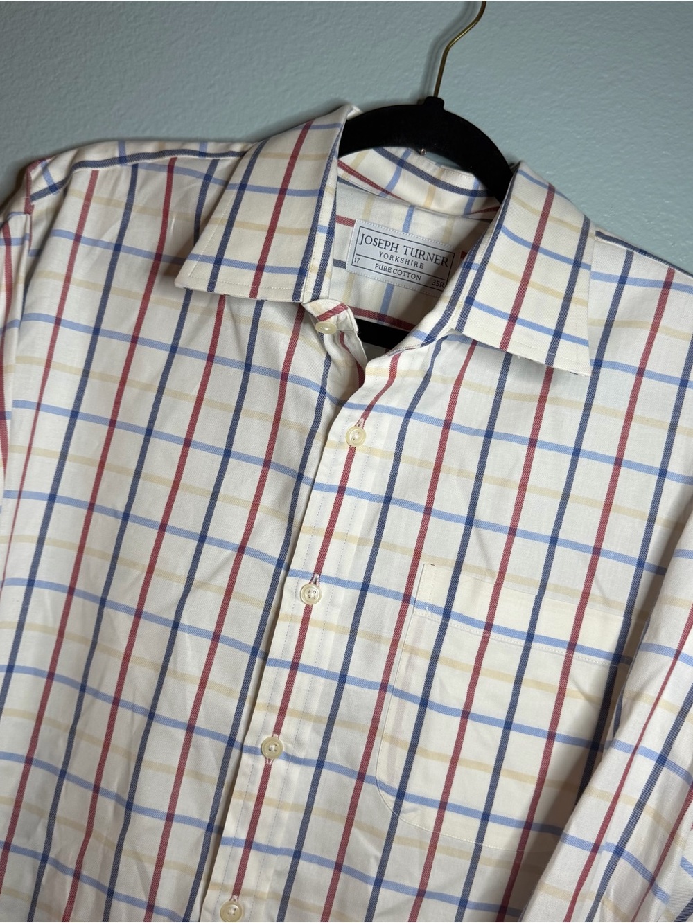 Joseph Turner Men’s Cream Plaid Button-Down Shirt